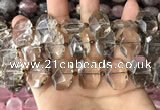 CNG7779 13*18mm - 15*25mm faceted freeform smoky quartz beads