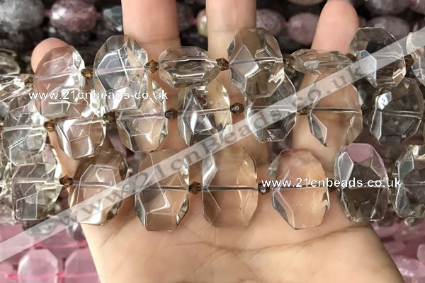 CNG7779 13*18mm - 15*25mm faceted freeform smoky quartz beads