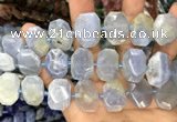 CNG7781 13*18mm - 15*25mm faceted freeform blue chalcedony beads