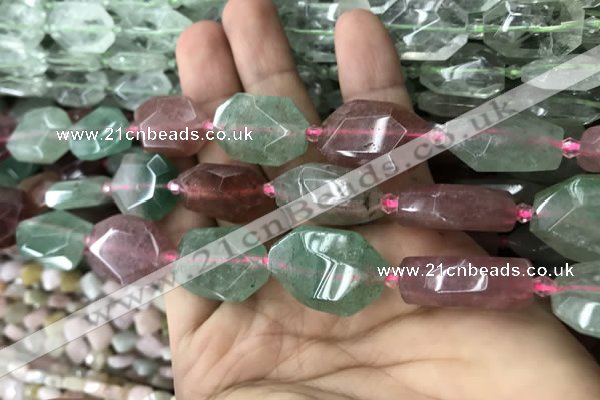 CNG7807 13*18mm - 18*25mm faceted freeform mixed strawberry quartz beads