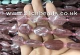 CNG7808 13*18mm - 18*25mm faceted freeform strawberry quartz beads