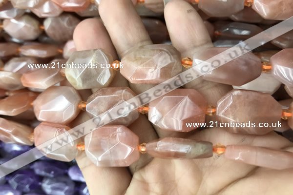 CNG7810 13*18mm - 18*25mm faceted freeform orange moonstone beads