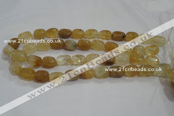 CNG782 15.5 inches 13*18mm nuggets golden rutilated quartz glass beads