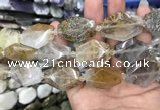 CNG7830 20*28mm - 25*35mm faceted freeform scenic quartz beads