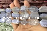 CNG7862 13*18mm - 18*25mm faceted freeform blue chalcedony beads
