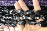 CNG7869 13*18mm - 18*25mm faceted freeform black tourmaline beads