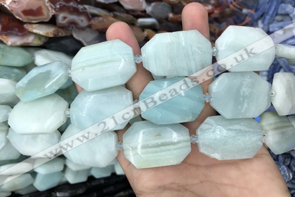 CNG7872 22*30mm - 28*35mm faceted freeform amazonite beads