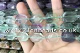 CNG7890 13*18mm - 18*25mm faceted freeform fluorite beads