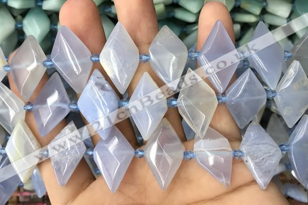 CNG7896 13*20mm - 15*25mm faceted freeform blue chalcedony beads