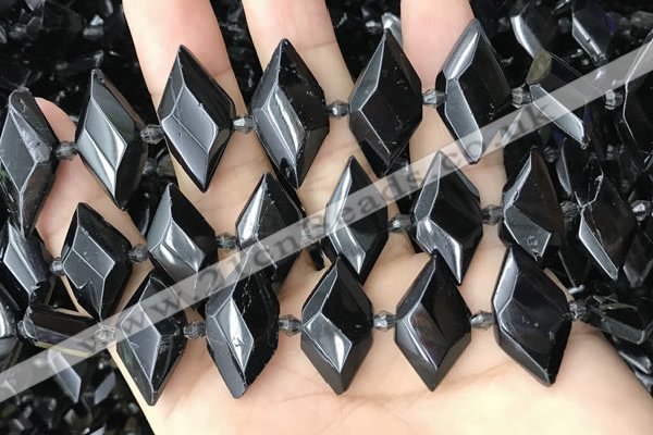 CNG7897 13*20mm - 15*25mm faceted freeform black tourmaline beads