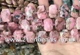 CNG7905 13*18mm - 15*25mm faceted freeform rhodochrosite beads