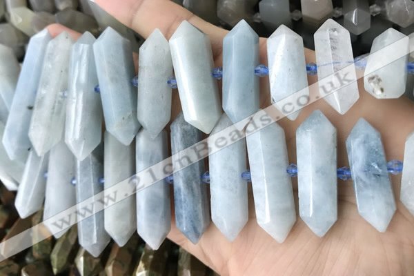 CNG7906 10*25mm - 12*45mm faceted nuggets aquamarine graduated beads