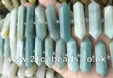CNG7943 10*22mm - 12*45mm faceted nuggets amazonite beads