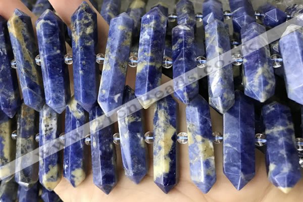 CNG7945 15.5 inches 10*22mm - 12*45mm faceted nuggets sodalite beads