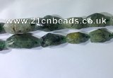 CNG7954 15.5 inches 15*25mm - 20*40mm nuggets green rutilated quartz beads