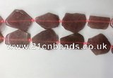 CNG7979 25*30mm - 35*45mm freeform strawberry quartz slab beads
