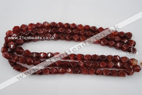 CNG802 15.5 inches 9*12mm faceted nuggets red agate gemstone beads