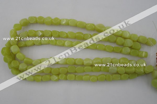 CNG805 15.5 inches 8*12mm faceted nuggets lemon jade beads