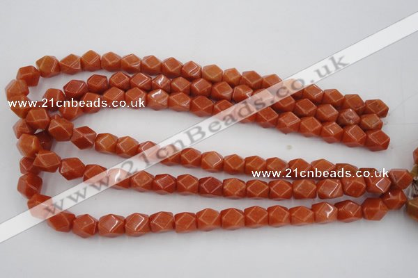 CNG811 15.5 inches 9*12mm faceted nuggets red aventurine beads