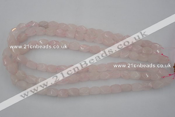 CNG815 15.5 inches 8*12mm faceted nuggets rose quartz beads