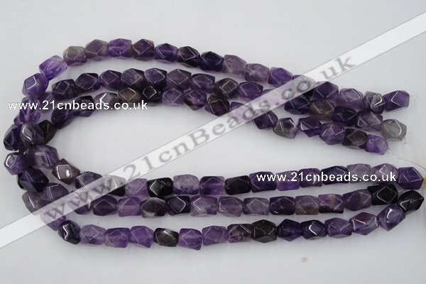 CNG816 15.5 inches 9*12mm faceted nuggets amethyst beads
