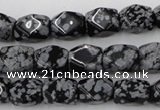 CNG820 15.5 inches 9*12mm faceted nuggets snowflake obsidian beads