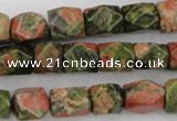 CNG821 15.5 inches 9*12mm faceted nuggets unakite gemstone beads