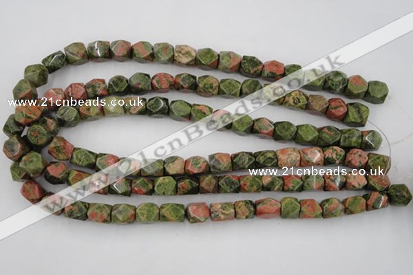 CNG821 15.5 inches 9*12mm faceted nuggets unakite gemstone beads