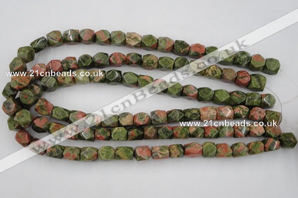 CNG821 15.5 inches 9*12mm faceted nuggets unakite gemstone beads