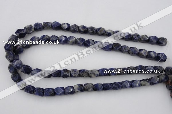 CNG825 15.5 inches 9*12mm faceted nuggets sodalite gemstone beads