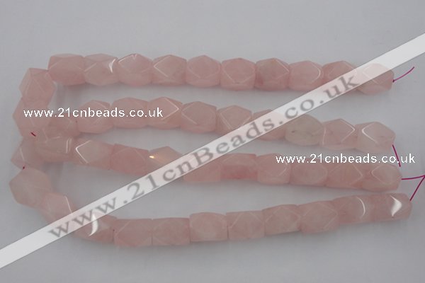 CNG833 15.5 inches 13*18mm faceted nuggets rose quartz beads