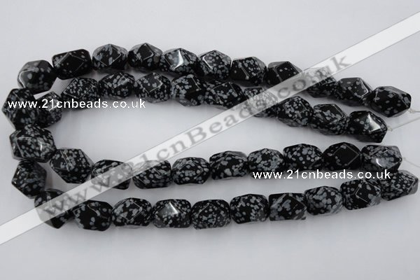 CNG834 15.5 inches 13*18mm faceted nuggets snowflake obsidian beads