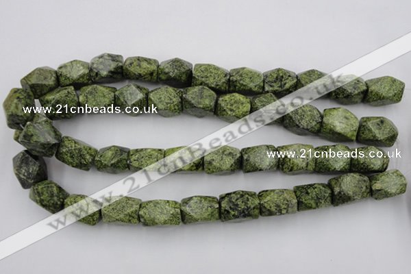 CNG835 15.5 inches 13*18mm faceted nuggets green lace gemstone beads