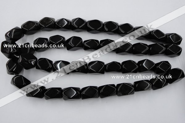 CNG836 15.5 inches 13*18mm faceted nuggets black obsidian beads