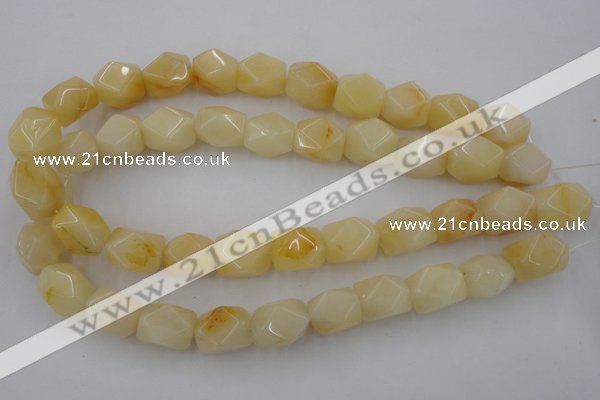 CNG837 15.5 inches 13*18mm faceted nuggets yellow jade beads