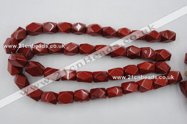 CNG839 15.5 inches 13*18mm faceted nuggets red jasper beads