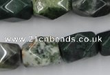 CNG845 15.5 inches 13*18mm faceted nuggets moss agate beads