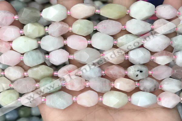 CNG8516 15.5 inches 8*12mm - 10*15mm faceted nuggets morganite beads