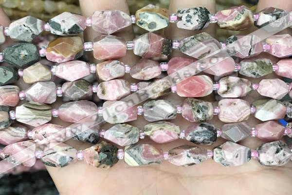 CNG8525 15.5 inches 7*10mm - 8*12mm faceted nuggets rhodochrosite beads