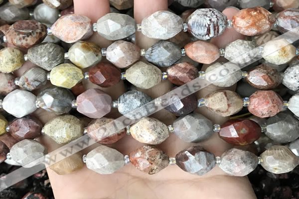 CNG8526 15.5 inches 10*14mm - 12*16mm faceted nuggets fossil coral beads