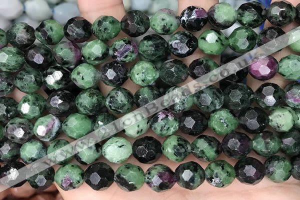 CNG8529 15.5 inches 9*10mm faceted nuggets ruby zoisite beads