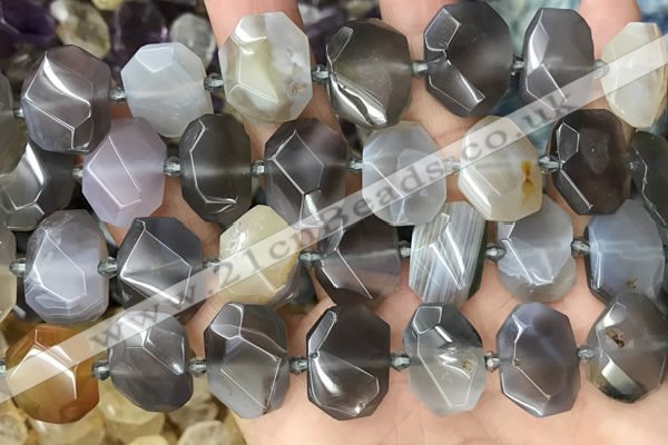 CNG8551 15.5 inches 13*18mm - 15*25mm faceted freeform grey agate beads