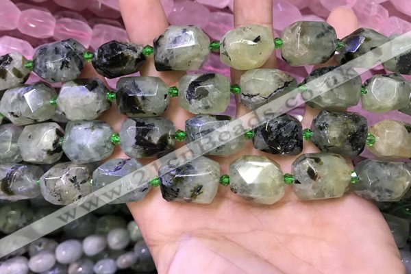 CNG8582 13*18mm - 15*20mm faceted nuggets green rutilated quartz  beads