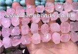 CNG8590 12*16mm - 13*18mm faceted nuggets rose quartz beads