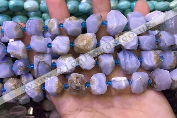 CNG8599 12*16mm - 13*18mm faceted nuggets blue lace agate beads