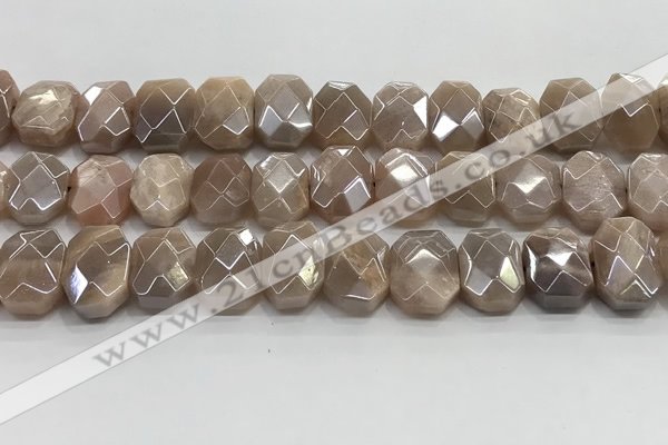 CNG8617 10*13mm - 12*16mm faceted freeform AB-color moonstone beads