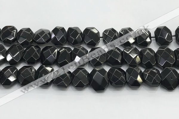 CNG8624 10*13mm - 12*16mm faceted freeform black agate beads