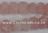 CNG863 15.5 inches 10*14mm faceted nuggets rose quartz beads