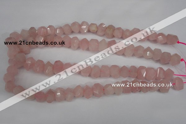 CNG863 15.5 inches 10*14mm faceted nuggets rose quartz beads