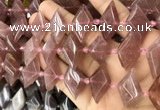 CNG8636 13*20mm - 15*25mm faceted freeform strawberry quartz beads